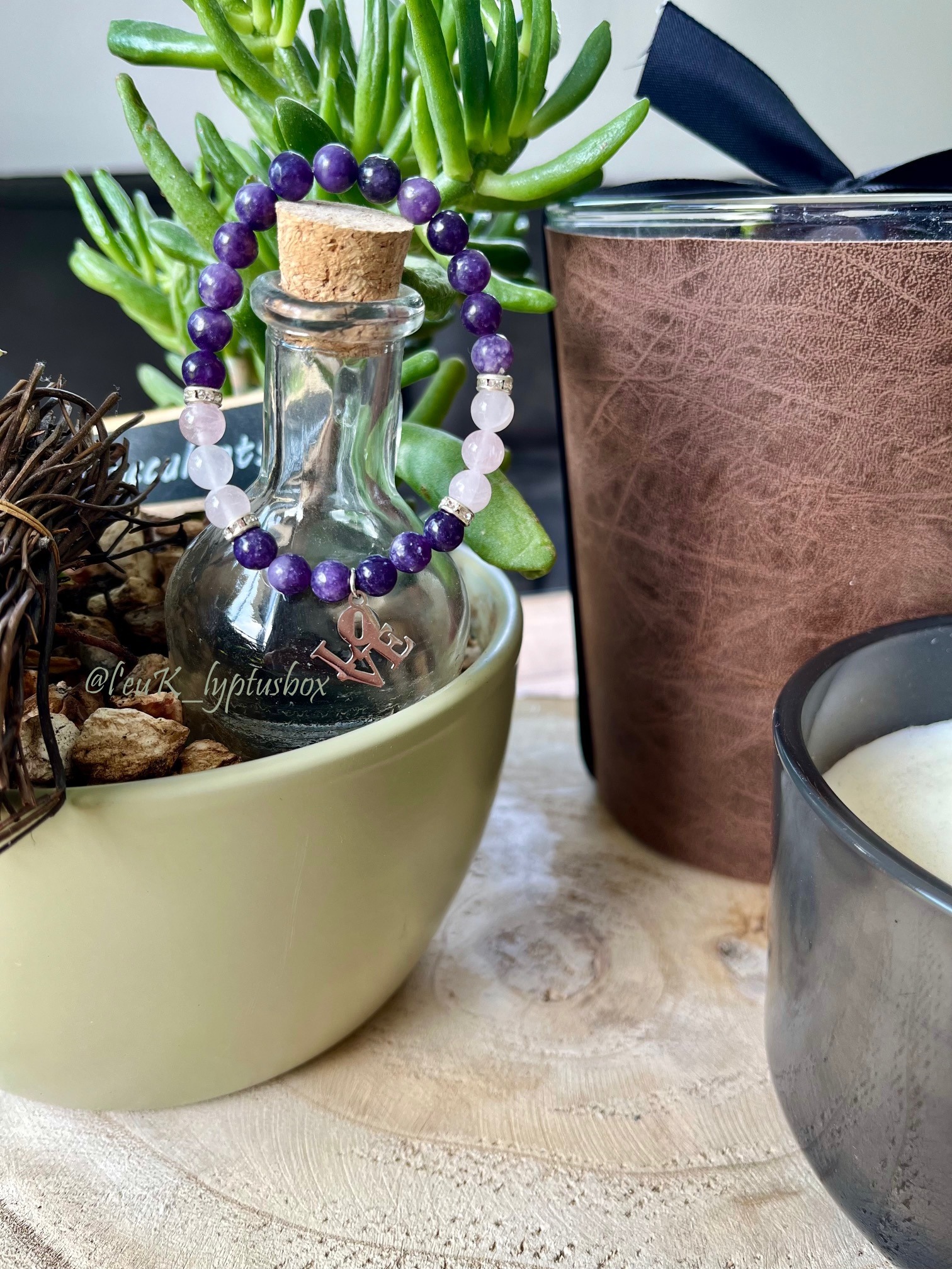 bracelet concentration en pierres de lépidolite