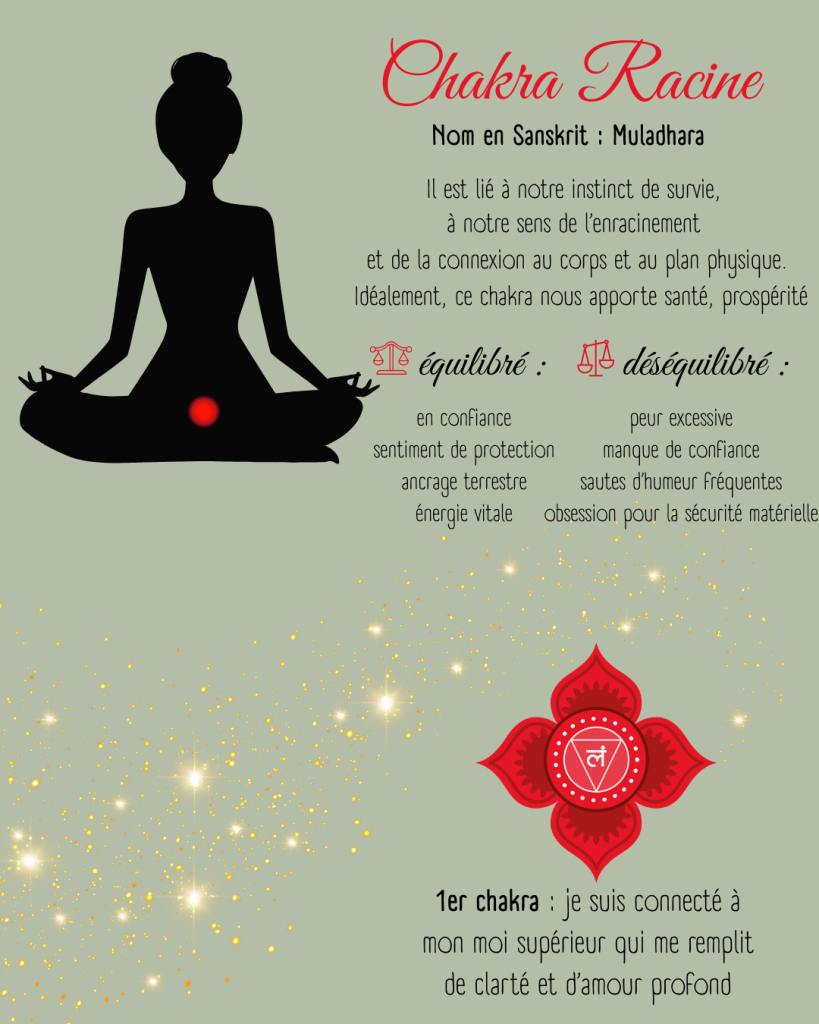 Chakra racine en lien avec l'orgonite en obsidienne noire.